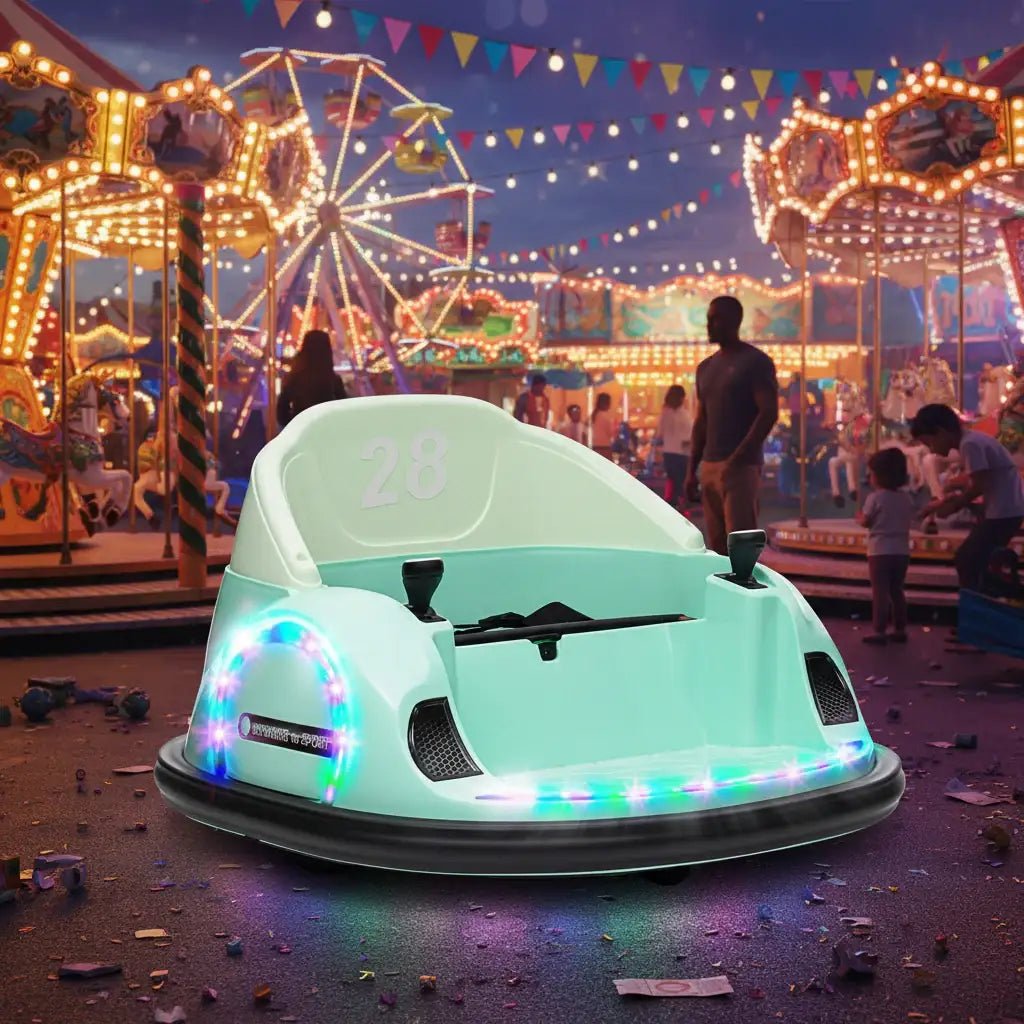12V Kids Bumper Car - Green | 360° Rotation with Dual Control Remote and Manual Drive AIYAPLAY