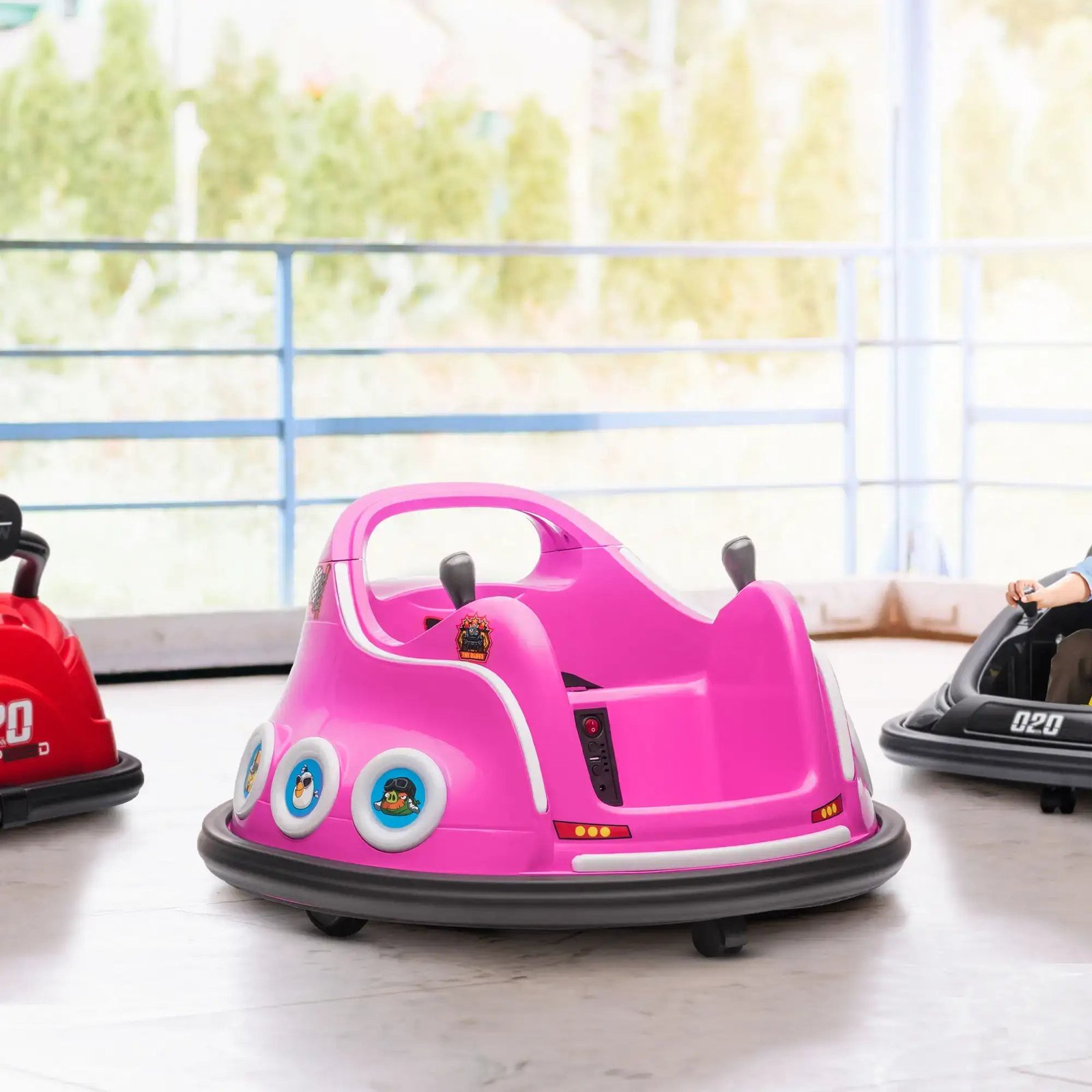 12V Kids Licensed Angry Bird Bumper Car - Pink | 360° Rotation with Dual Control AIYAPLAY