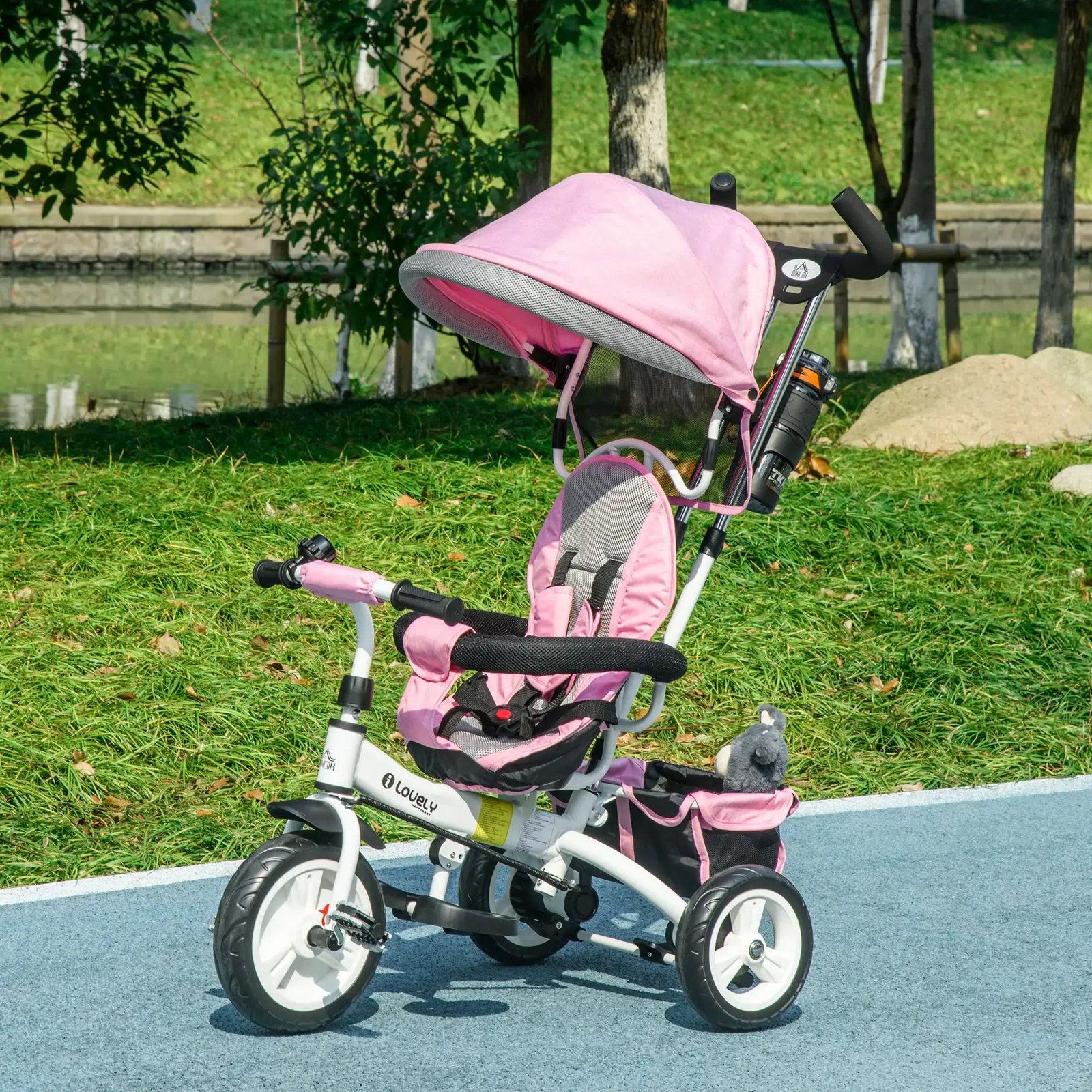 6-in-1 Kids Trike Stroller – Pink | Push Trike, Training Bike and Independent Bike HOMCOM