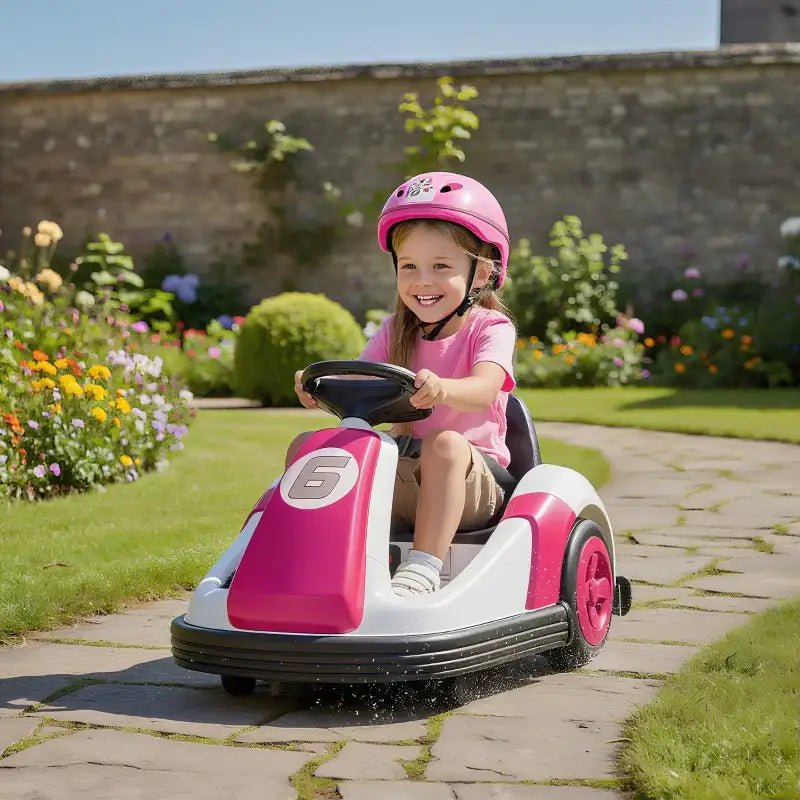 6V Kids Electric Bumper Car – Pink | 360° Spinning Ride-On with Music, Horn and Safety Belt AIYAPLAY