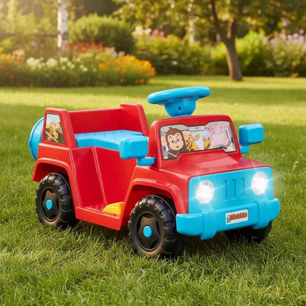 6V Kids Electric Jeep Ride-On – Red | LED Lights and 4-Wheel Stability COSTWAY