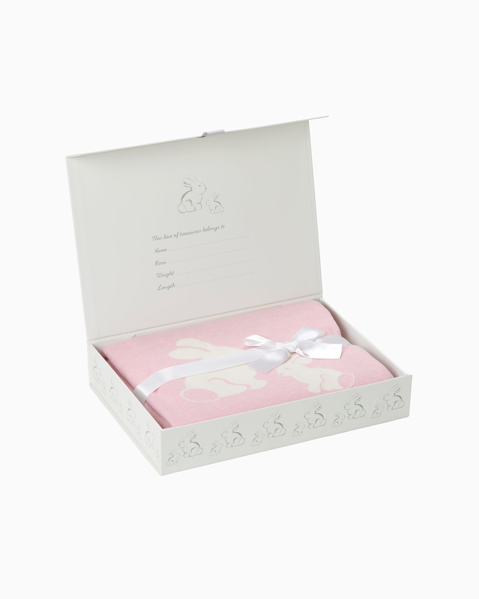 Knitted Bunny Blanket in Pale Pink