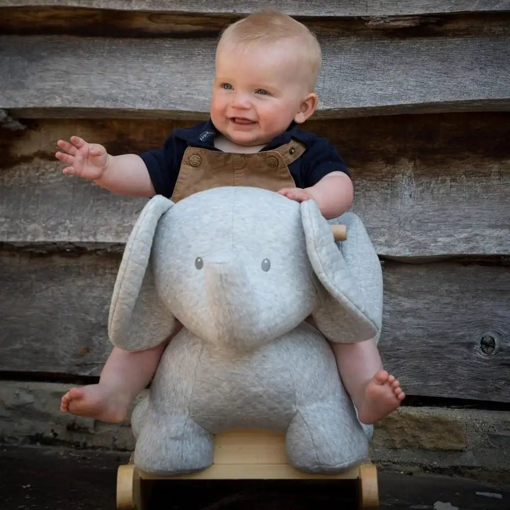 Elephant Rocker – Tembo Design | Padded Seat with Harness and Wooden Base NATTOU