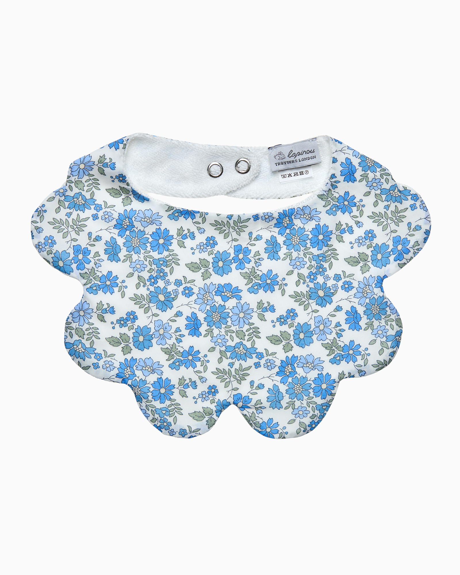 Scalloped Bib in Blue Capel