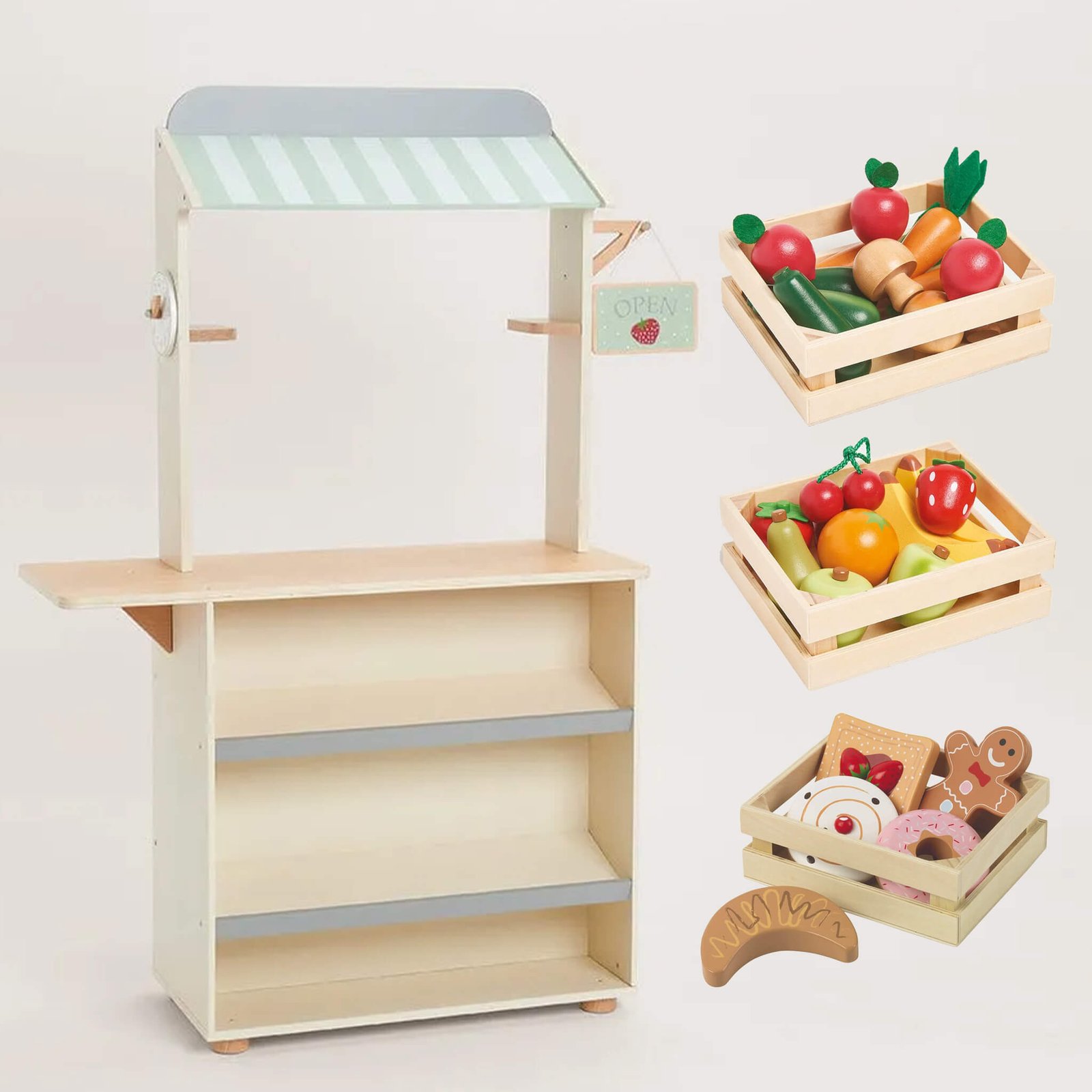 Play Shop Stall & Food Crates Bundle