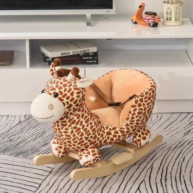 Baby Rocker Giraffe – Yellow | Musical 32 Nursery Rhymes and Compact Design HOMCOM