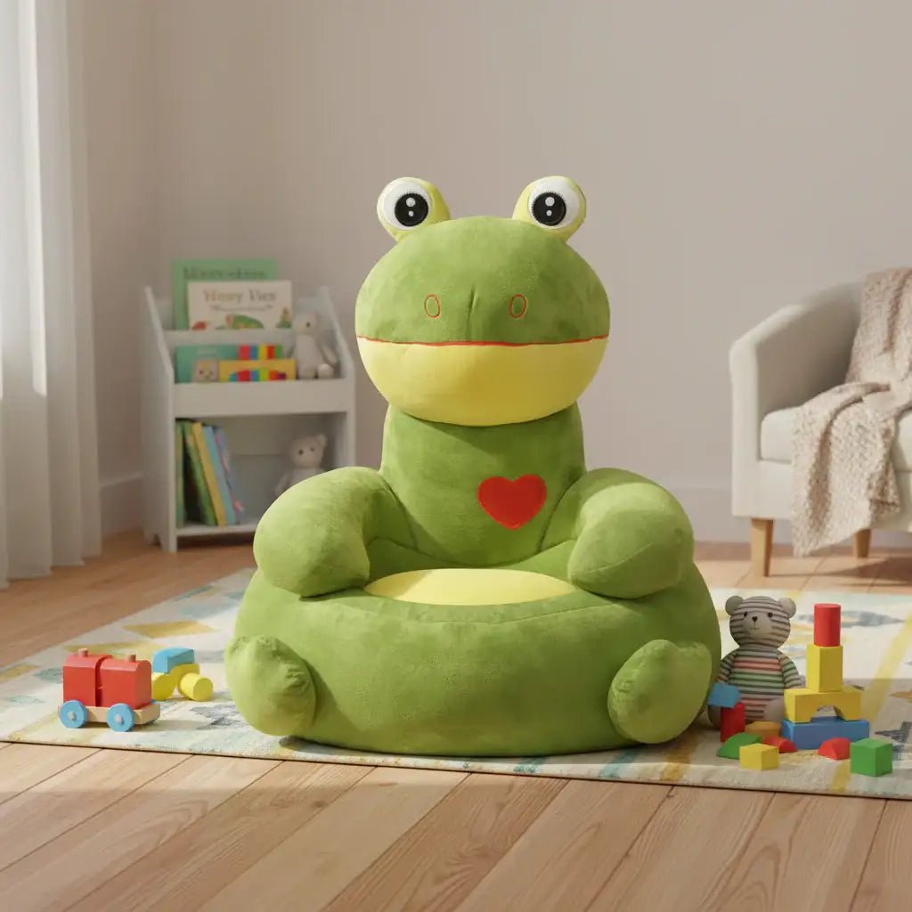 Adorable Plush Frog Armchair – Green | Compact Non-Slip Soft Seat VIDAXL