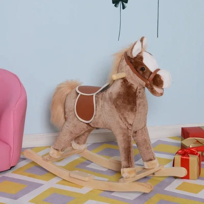 Rocking Horse – Brown | Traditional Design with Developmental Benefits - Balance Control HOMCOM