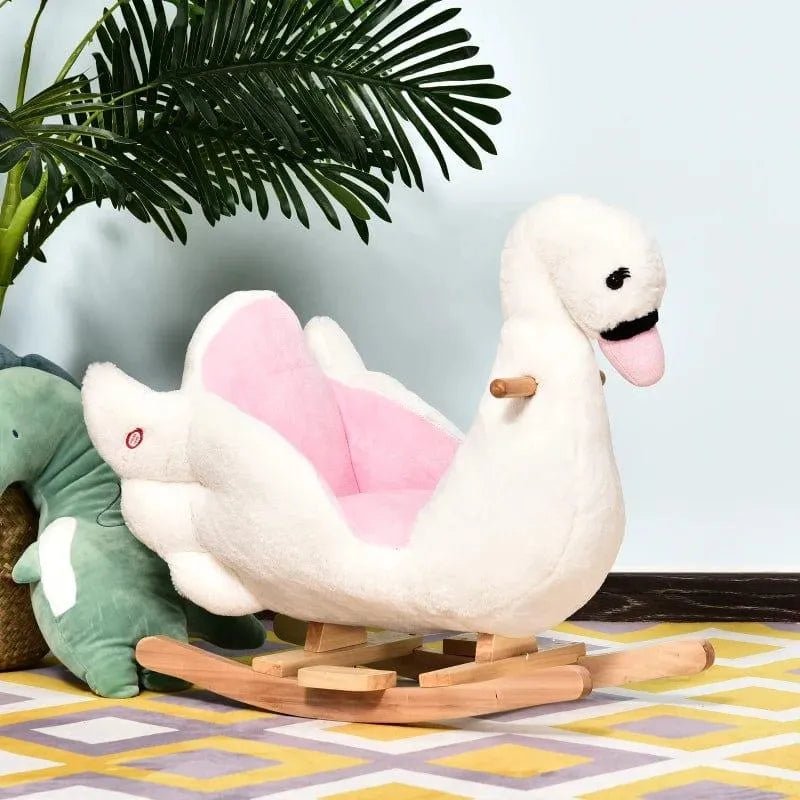 Rocking Horse – Swan Pink and White | Lullaby Music, Wing Activation and Elegant Design HOMCOM