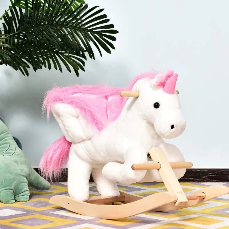 Unicorn Rocker – White and Pink Ride-On | Soft Plush Seat and Musical Lullaby HOMCOM