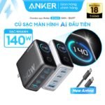 [Củ 140W] Củ sạc nhanh Anker ZoLo 140W (4 cổng, GaN) sạc được cho laptop - 3 USB-C PD & 1 USB-A | Sạc 4 thiết bị cùng lúc (IQ 3.0 và PPS) - B2697