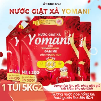[Độc quyền KOL Nông trại làm đẹp] YOMANI Nước Giặt Xả 5 Trong 1 Hương Hoa Hồng 5.2kg/túi Làm Sạch Sâu Lưu Hương 80 Giờ An Toàn Cho Da Tiết Kiệm Cho Gia Đình
