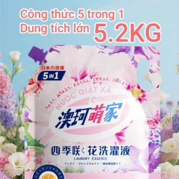 Nước giặt xả 5in1 Aokemengja công nghệ Nhật Bản quần áo thơm lâu hương bốn mùa dịu nhẹ loại bỏ vết bẩn mềm vải