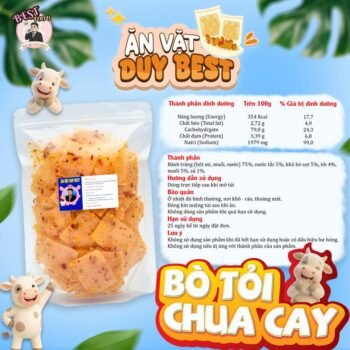 (HỎA TỐC SG) Bánh Tráng Bò Tỏi Chua Cay Duy Best - Vị Tỏi Cay Nồng & Chua Tươi Mới